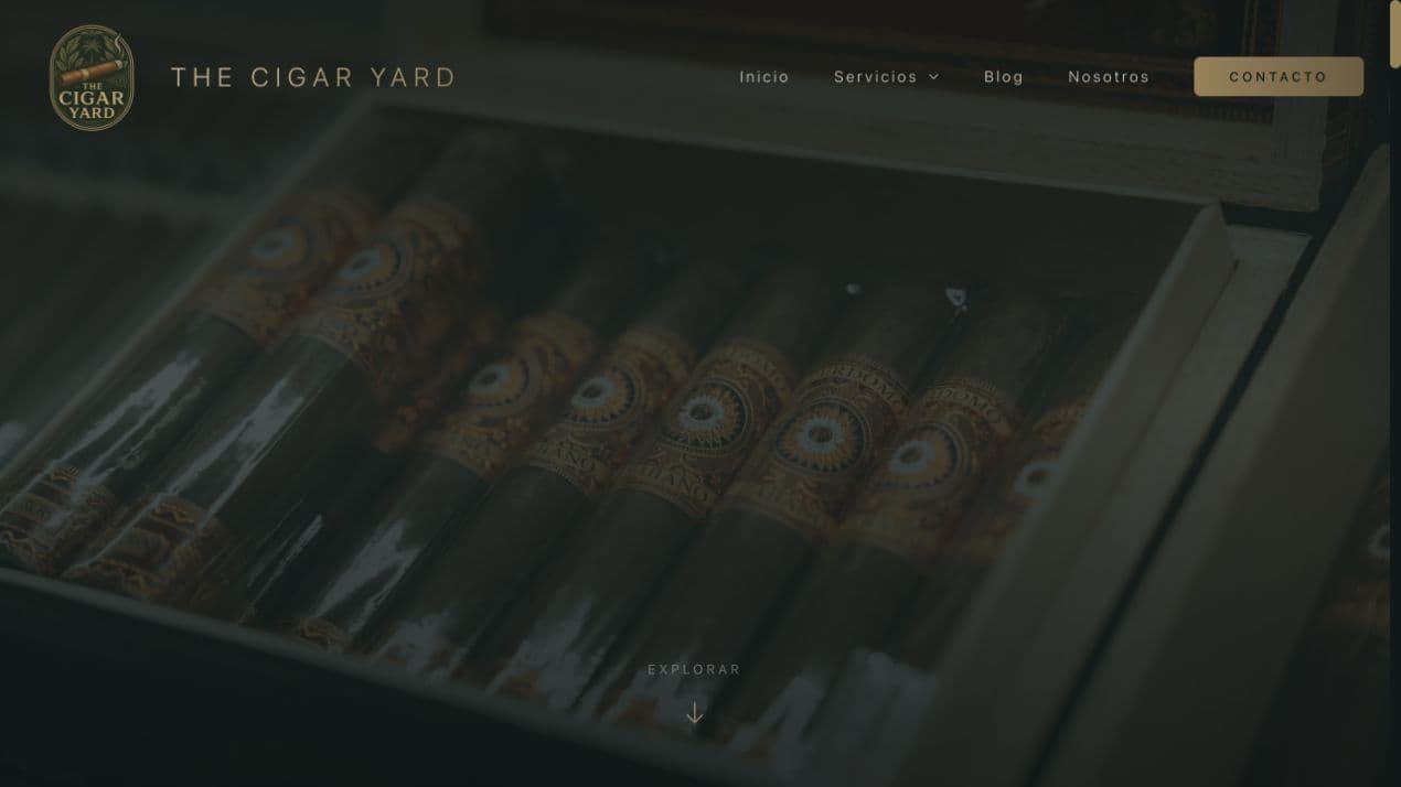 Captura de la página principal de The Cigar Yard